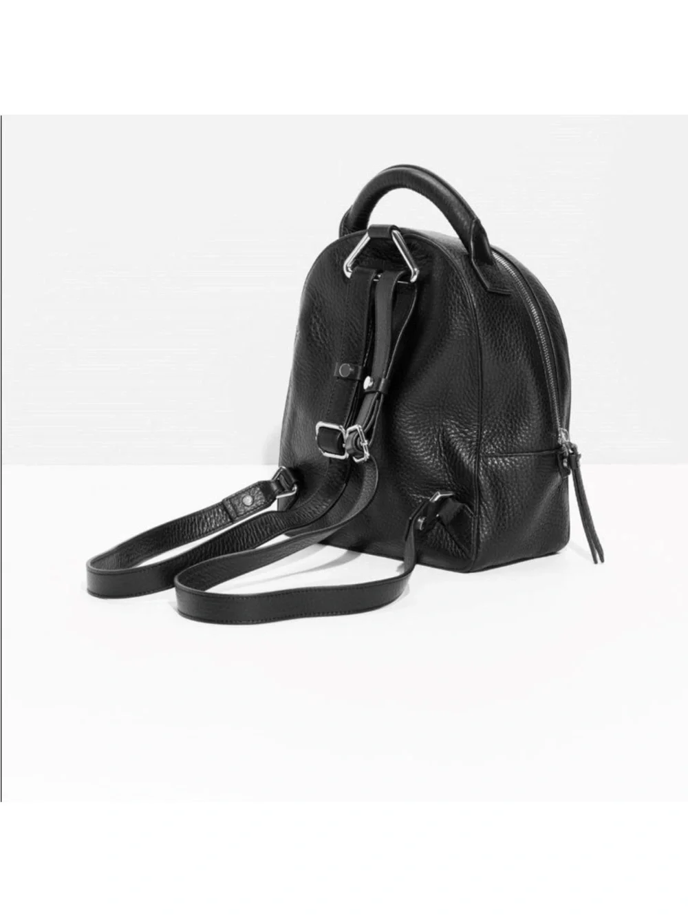 & Other Stories Black Genuine Leather Mini Backpack